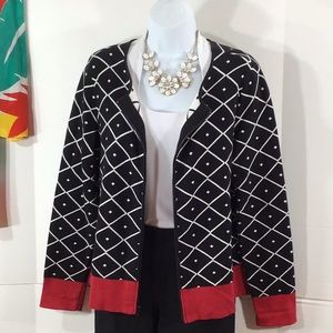 Chico’s black/white zip front sweater 12